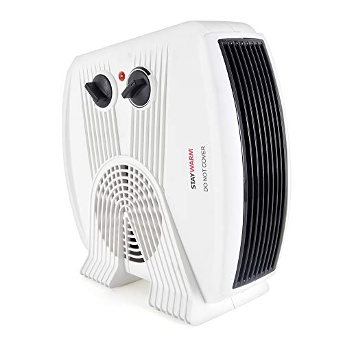 STAYWARM 3000w Upright and Flatbed Fan Heater with 2 Heat Settings/Cool Blow Fan/Variable Thermostat/Frost Watch/Overheat Protection/BEAB and GS Approved u0096 F2035WH u0096 White