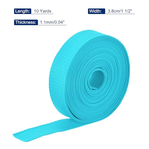 Image of MECCANIXITY Lightweight Polypropylene Webbing Strap 1.5 inch 10 Yard Backpack Strapping Band Light Blue for Outdoor Luggage Cargo Straps
