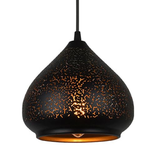 Suspension de plafond E27 en métal noir au style industriel chic pour salon