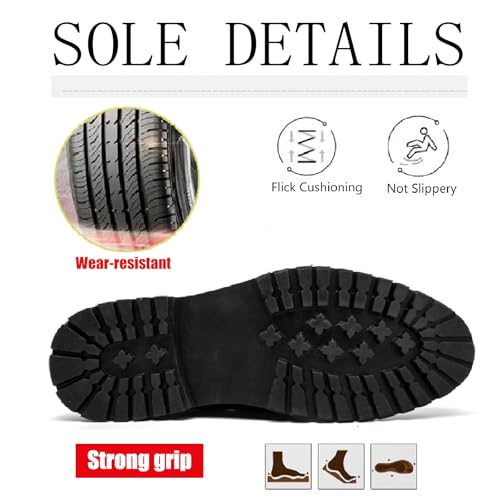 Men's Patent Leather Chain Decor Loafers Lug Sole Non-Slip Platform Tassel Dress Shoes Comfort Pointed Toe Slip-on Block Heel Oxfords for Business Driving Office Walking4