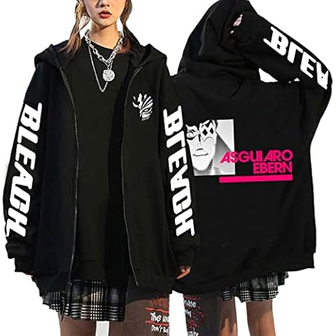 Unisex Anime Kurosaki Ichigo Cardigan Kuchiki Byakuya Zip Sweatshirt Hitsugaya Toushirou Hoodie Abarai Renji Long Sleeve Jacket Cover