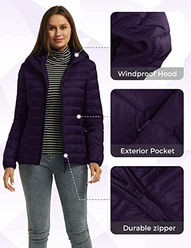 Wantdo Women's Light Down Parka Jacket Packable Short Coat Dark Purple Xx-Large #TOP5
