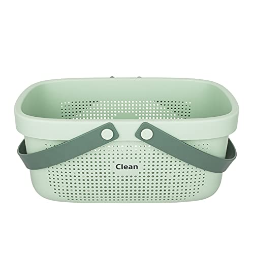 Jiatua Plastic Storage Basket With Handle Portable Shower Caddy Tote Organizer Basket Bin For Bathroom Kitchen Dorm Room Bedroom (Large, Green) #TOP5