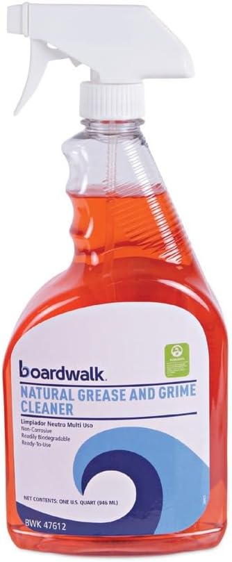 Boardwalk All Natural Grease and Grime Cleaner, 32 oz Spray Bottle, Unscented, Nontoxic, Biodegradable, Multisurface, Made in the USA