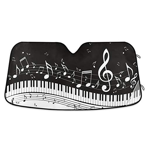 Piano Keys Music Note Car Windshield Sunshade Foldable Reflective Sun Shade Blocks UV Rays
