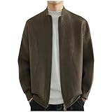 Chaquetas para hombre, con cremallera, cuello medio alto, color liso, cárdigan de punto, suéter de manga larga, ajuste relajado, chaquetas de gran tamaño, ropa de abrigo, 02# Verde, 3XL