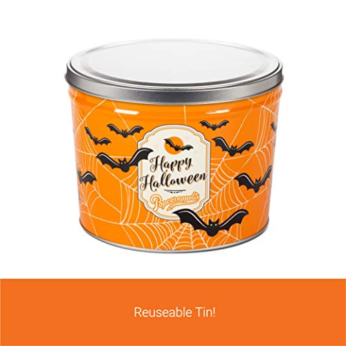 Popcornopolis Gourmet Popcorn 1.26 Gallon Tin with Caramel Corn, Halloween