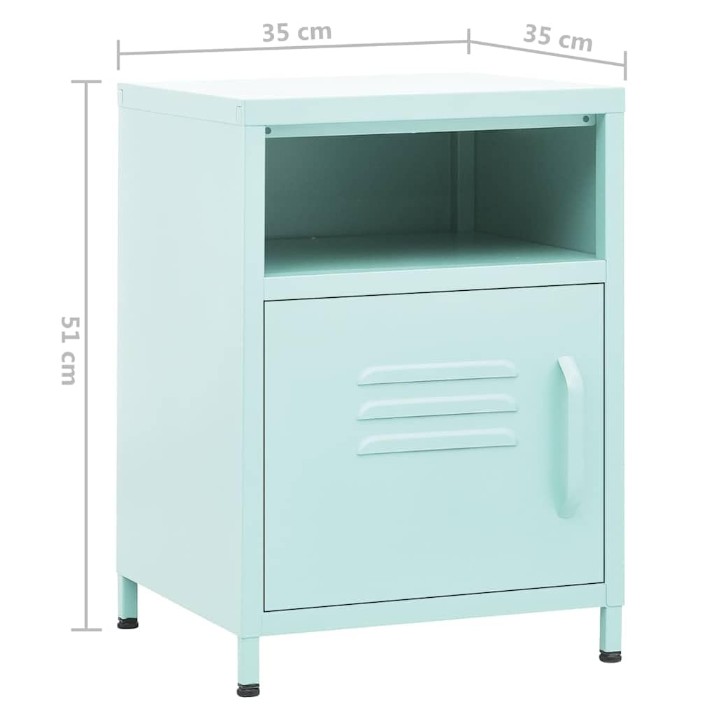 Nachttische 2er Set Minzgrün 35x35x51 cm Stahl Beistelltisch Schlafzimmerschrank Organizer Schlafzimmer modern platzsparend