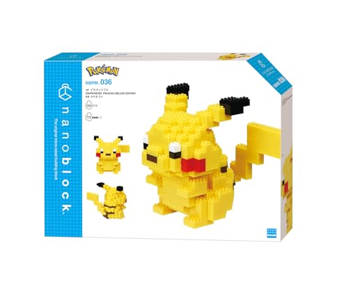 nanoblock - Pikachu Deluxe - Figurine Pokémon - Jeu de Construction - Activité 12 Ans et + - 560 Pièces - Taille Deluxe