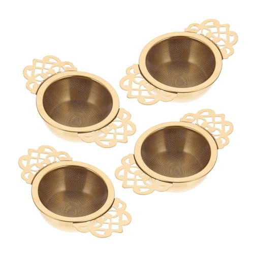 LEDMOMO 4個 ステンレス製茶こし 細かいメッシュ 高耐熱 茶葉濾過用 ティーポットフィルター ペタルハンドル付き 簡単洗浄 お茶抽出用