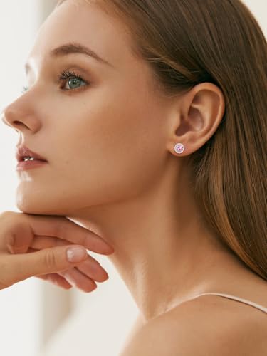 FindChic Birthstone Earrings for Women, Round/Heart/Square/Teardrop Earrings with 925 Sterling Silver Posts & Push Backs, Hypoallergenic Studs with Cubic Zirconia, 12 Months Jewelry with Gift Box2