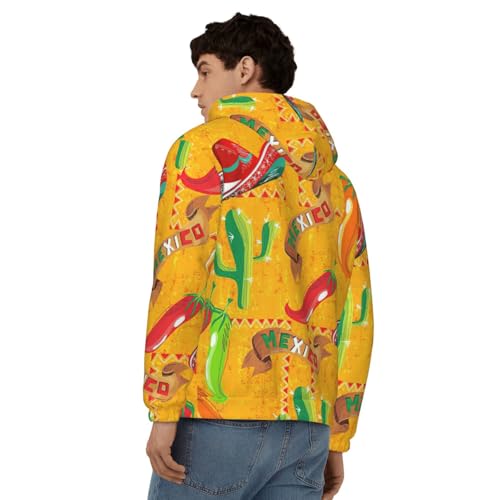 Sweat à capuche homme imprimé cactus piment - Pull décontracté doux hiver - 5