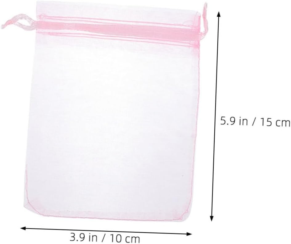 VILLFUL 100pcs Pink Organza Drawstring Favor Bags for Birthday Parties image 2