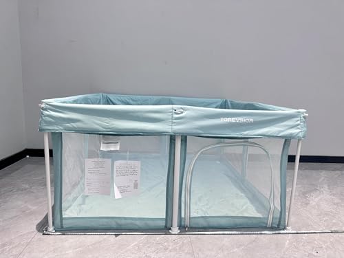 TOREVSIOR Foldable Baby Playpen with Mat, 50\"Ã—50\" Foldable Playpen for Babies and Toddlers, Indoor & Outdoor Kids Safety Play Pen, Portable Play Yard, Foldable Baby Playpen with 50 Ocean Balls