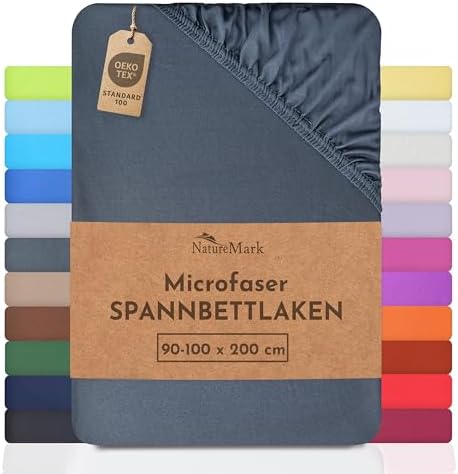 NatureMark - Mikrofaser SPANNBETTLAKEN zum Sparpreis! viele Größen und Farben Markenware (90x200-100x200 cm, anthrazit grau)