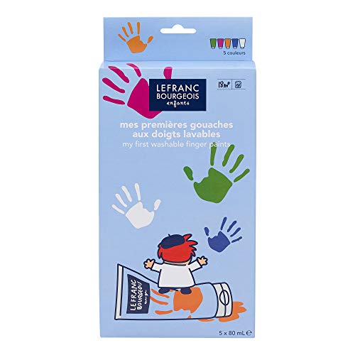 Lefranc Bourgeois - Mes premières gouaches aux doigts lavables pour enfants - 5 tubes de 80ml