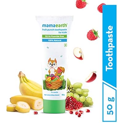 Mamaearth Natural Mixed Fruit Baby Toothpaste | Gently Cleanses Teeth & Gums | Fights Cavities & Tooth Decay | Fluoride Free | Ideal Age 1 to 4 Years | Safe If Swallowed | 1.76 Oz/50g