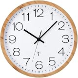 Epochic Funkuhr Wanduhr Ohne Tickgeräusche Lautlos 30cm Groß Wanduhr Batteriebetrieben Einfach zu Lesen für Zimmer Zuhause Küche Schlafzimmer Büro (Holzoptik)