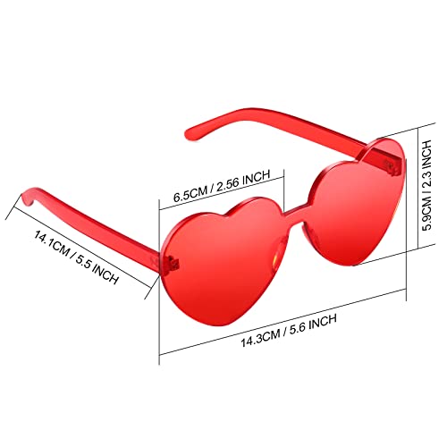Maxdot 5 Pcs Halloween Heart Shaped Sunglasses Rimless Heart Glasses Women for Cosplay Party2