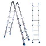 Linea Garden Friend S1405119 Scala Alluminio Everest 4+4, Grigio-Blu