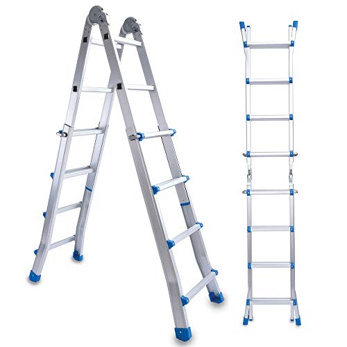 Linea Garden Friend S1405119 Leiter Aluminium Everest 4+4, grau-blau