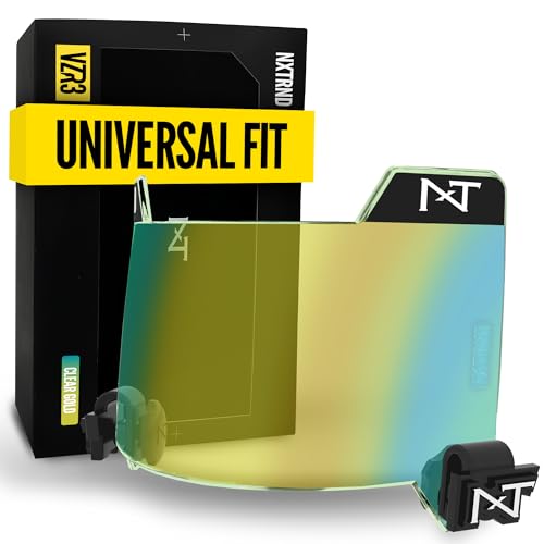 Nxtrnd VZR3 Football Visor, Curved Lens Technology, Fits Adult & Youth Football Helmets (Clear Gold)
