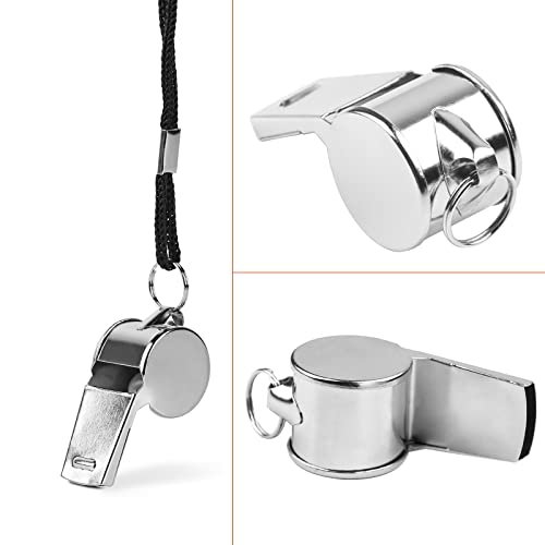 Whistle, 24 PCS Professional Stainless-Steel Whistles with Lanyards in Bulk, Very Loud Metal Sports Whistle, Perfect for Coaches, Referees, Lifeguards, Officials, and Teams, Silver by Generic - Image 5