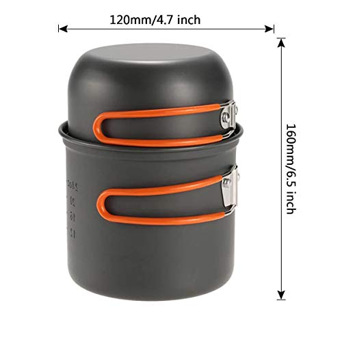 Zeerkeer Camping Cookware Set, Outdoor Ultralight Camping Pots And Pans Set, Nonstick Backpacking Cooking Mess Kit For Family Hiking, Picnic (Orange) #TOP5