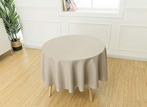 Biscaynebay Textured Fabric Round Tablecloths 60 Inches In Diameter, Natural Water Resistant Tablecloths For Dining, Kitchen, Wedding, Parties Etc. Machine Washable #TOP1