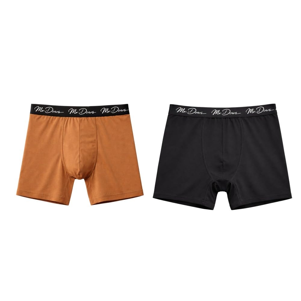 mr. dows Men’s Polyester Boxer Briefs – Lightweight Breathable Stretch Underwear, Quick-Dry Fabric, Comfortable Daily Innerwear for Men Black & Burnt Caramel Combo Set Pack of 2-picture-14