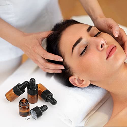 15Pcs Amber Glass Dropping Bottles 1Ml 2Ml 3Ml 5Ml Mini Essential Oil Dropper Bottles Empty Travel Sample Vials With Black Cap (1Ml) #TOP5