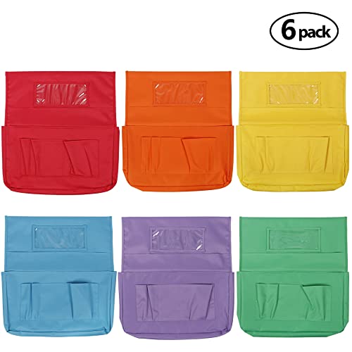 Toriexon 6 Pack Chair Pockets,18Inch Chairback Buddy Pocket Classroom Organizer With Name Tag And 6 Pockets, Back Of Chair Organizer 6 Bright Color For Kids In Classroom #TOP1
