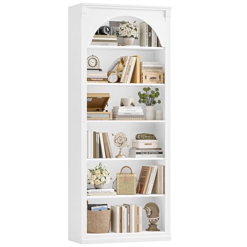 FirFurd Bibliotheque 186 cm 6 Étagères Bibliothèque Meuble de Rangement en Arc Étagere Rangement Ouverte Bibliothèques pour Salon, Bureau, Chambre...