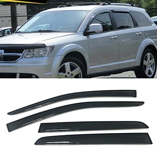 Smoke Tinted Window Sun Rain Visors Vent Guard Wind Deflector Shade Compatible with Dodge Journey 2009-2019