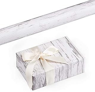 RUSPEPA Gift Wrapping Paper Roll - White Woodgrain Design for Wedding,Birthday, Shower, Congrats