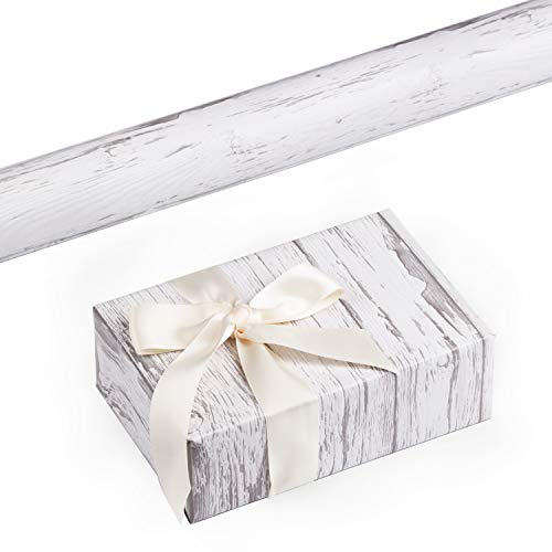 RUSPEPA Gift Wrapping Paper Roll - White Woodgrain Design for Wedding,Birthday, Shower, Congrats