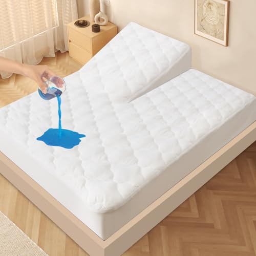 Split Top King Mattress Protector Pad Waterproof Cover for Adjustable Bed
