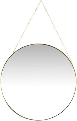 Koyal Wholesale Gold Modern Round Wall Mirror with Detachable Hanging Chain, Table Mirror for Centerpiece, Vanity Mirror