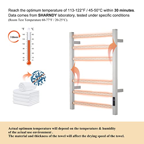 Sharndy Towel Warmer With Built-In Timer Etw13Cs For Bathroom Wall Mounted Bath Towel Heater Plug-In Electric Heated Towel Rack Brushed #TOP4