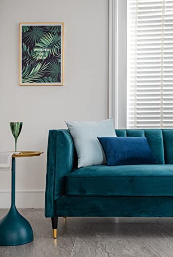 Dezene Throw Pillow Cases 18X18 Light-Blue: 2 Pack Cozy Soft Velvet Square Decorative Pillow Covers For Farmhouse Home Decor #TOP3