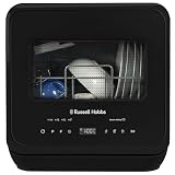 Russell Hobbs Mini Dishwasher Compact Table Top in Black 2 Place Setting Dishwasher, LED Touch Control, 4 Programmes, Portable & Efficient, Baby Care, Fruit Wash & Eco Mode, No Plumbing, RH2TTDW0D1B