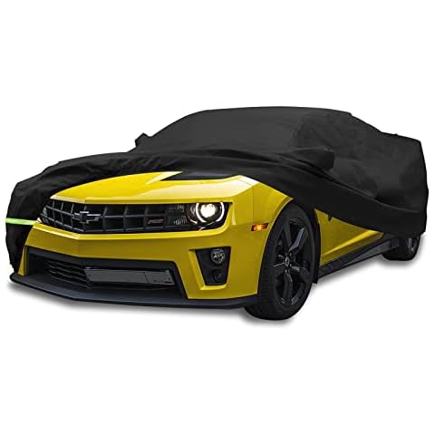 Yixin Waterproof Car Covers for 2010-2024 Chevy Camaro Car Cover 190T Covers Customer Fit 100% Waterproof Windproof Strap & Double Door Zipper Up to 192” L (Black) Cover
