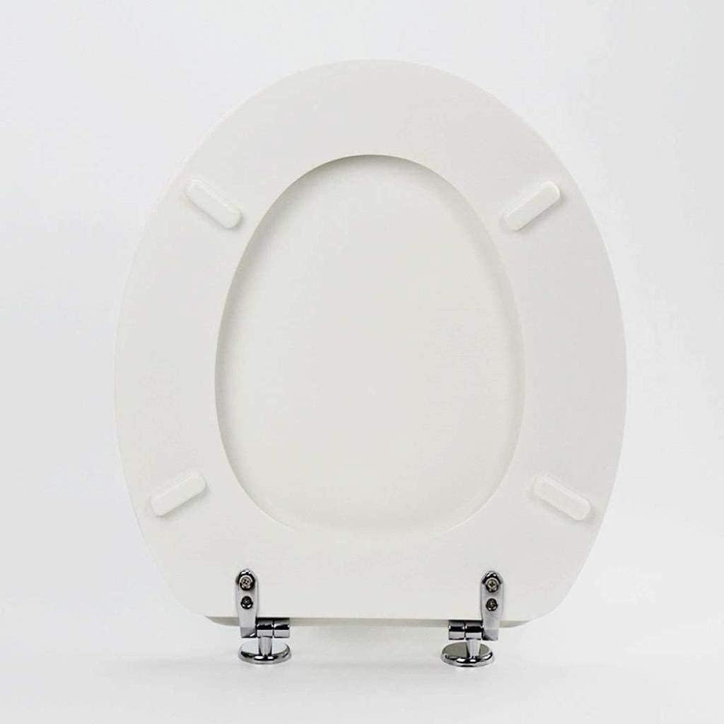 Toilet Lid with Ultra Resistant Bottom Fixed Thickened O Shape Solid Wood Toilet Seat Cover Bathroom Lid Family Use,White-O