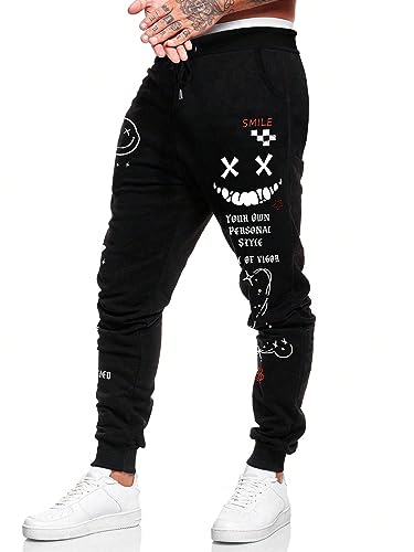 WDIRARA Men's Graphic Print Knot Front Sweatpants Drawstring Elastic Waist Trousers with Pockets 5