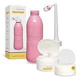 First Days Maternity Witch Hazel Pads - Round Postpartum Cotton Wipes - 8cm Diameter with 120gsm Thickness - Great After Birth Essentials for Mum (Pack of 1 Tub, 40 Pads with Pink Peri Bottle)