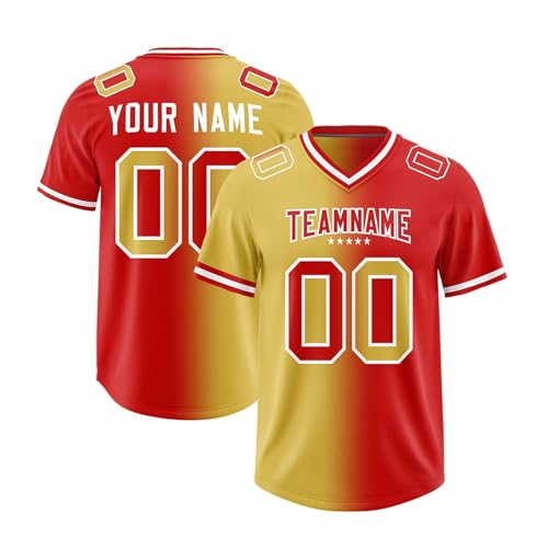 KONG JIMFAN Trikot Personalisiert Personalisiertes Baseball Trikot,Für Erwachsene Und Kinder Unisex Teamtrikot Mit Eigenem Namen Nummer & Logo,Personalisierte Trikot Football Kostüm(3-Red)