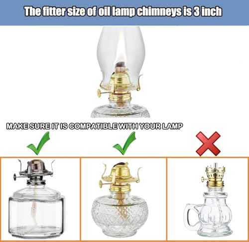Image of Oil Lamp Chimney Replacement,3 Inch Fitter x 8.3 Inch Tall Kerosene Lamp Globe,Clear Glass Light Globe,Hurricane Lamps Globes Shade Cover,Glass Chimney for Oil Lamps for Indoor Use