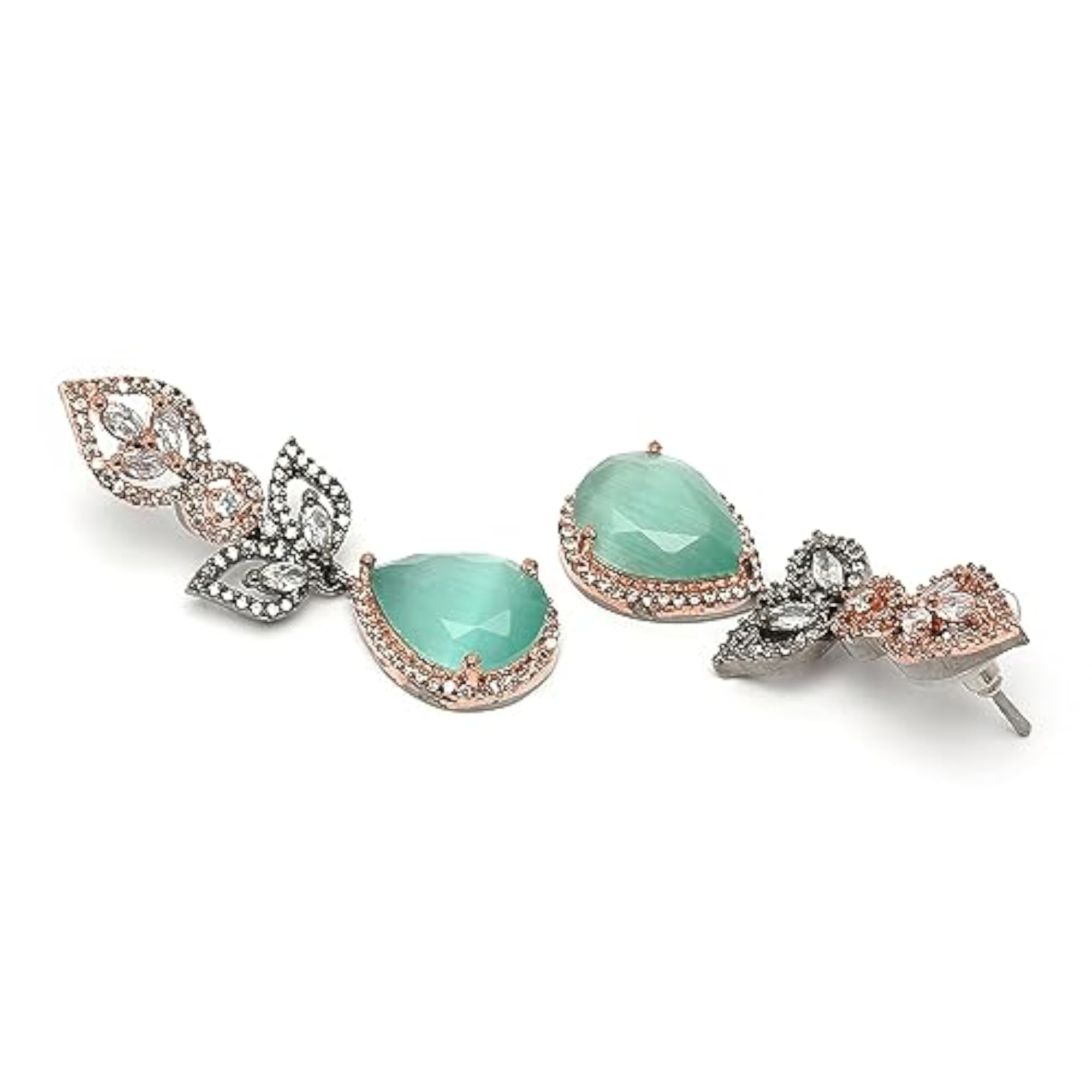 Rhodium-Plated American Diamond Drop Earrings