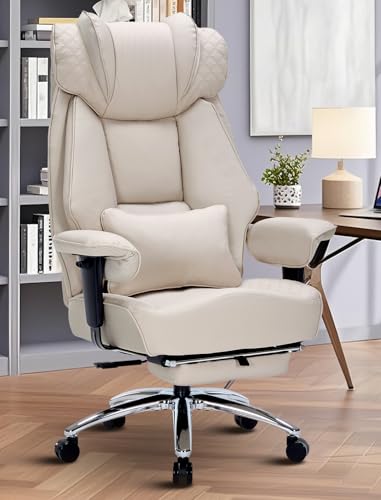 Office Chair with Footrest, 600LBS Reclining Ergonomic Executive Chair for Big & Tall, High Back Home Office & Gaming Desk Chairs for Heavy People, Black