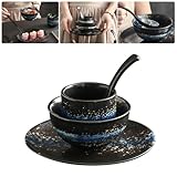 Luxshiny Juego de Cuencos y Platos de Cerámica para Sushi, Set de Cuatro Piezas Diseño para Restaurante, Adecuado para Preparar Ramen y Comidas Japonesas